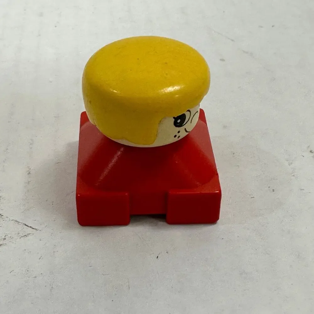 Vintage Duplo Figure Square Bottom 2x2 Red Body Yellow Hair